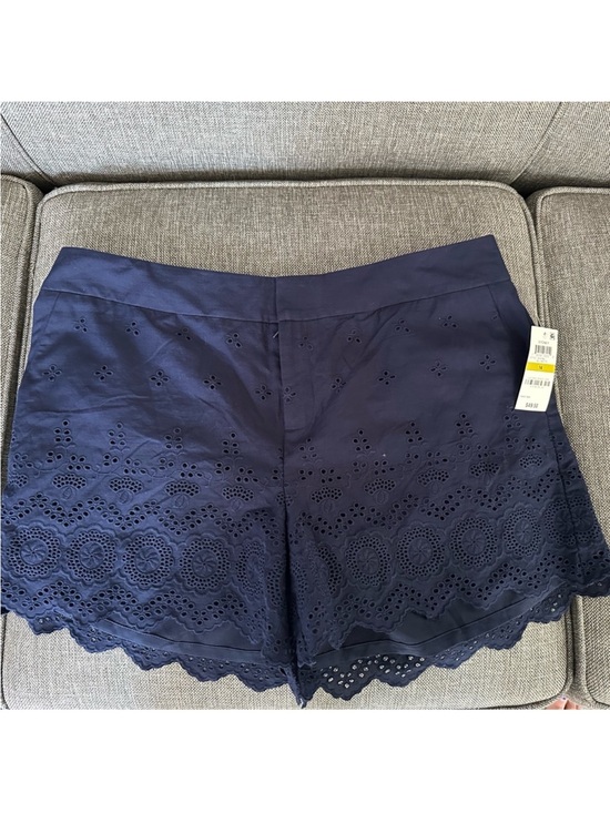 Maison Jules Pants - Maison Jules Navy Eyelet Scalloped Hem Bermuda Shorts